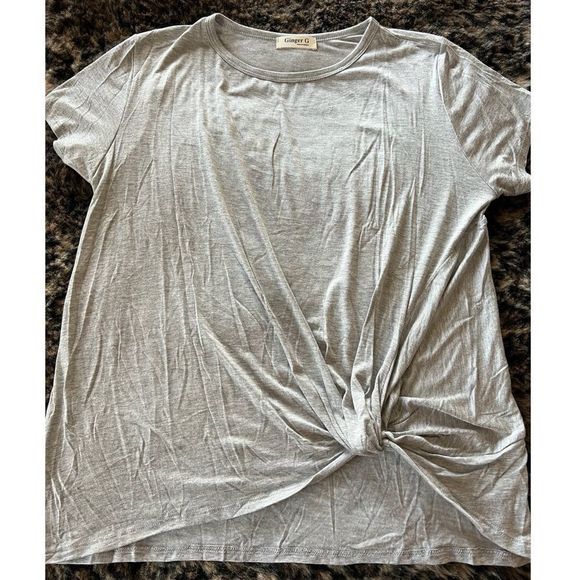 Ginger G Tee Women’s Size Small Gray Front Twist Relaxed Casual Brand New - Picture 5 of 7